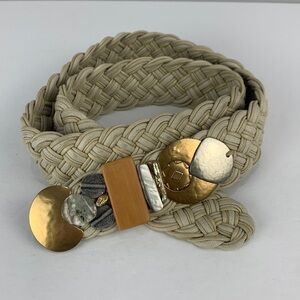 Braided Multimedia Metal Stone and Wood 1980’s Belt